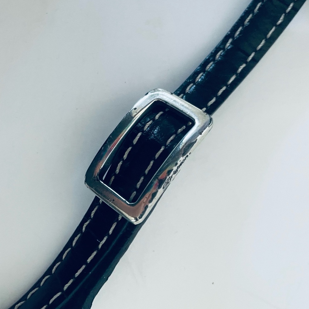 Brighton Vintage Black Croc Leather Silver Heart crossbody bag pocket red inside - Picture 14 of 15